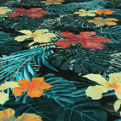 Jardin Jungle All Over Floral Pattern Printed Soft Velour Upholstery Fabric CTR-2163 - Roman Blinds