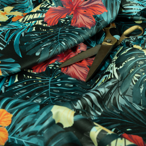 Jardin Jungle All Over Floral Pattern Printed Soft Velour Upholstery Fabric CTR-2163 - Made To Measure Curtains