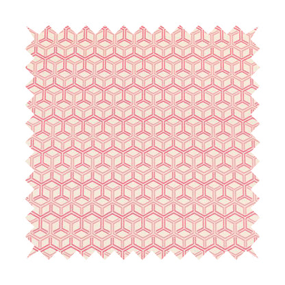 Zenith Collection In Smooth Chenille Finish Raspberry Pink Colour 3D Cube Geometric Pattern Upholstery Fabric CTR-217 - Roman Blinds