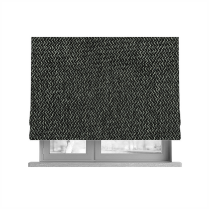 Trello Chenille Weave Material Black With Dark Grey Colour Upholstery Fabric CTR-2175 - Roman Blinds