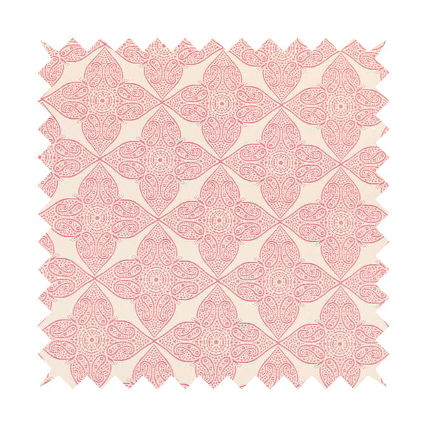 Zenith Collection In Smooth Chenille Finish Raspberry Pink Colour Medallion Pattern Upholstery Fabric CTR-218 - Roman Blinds