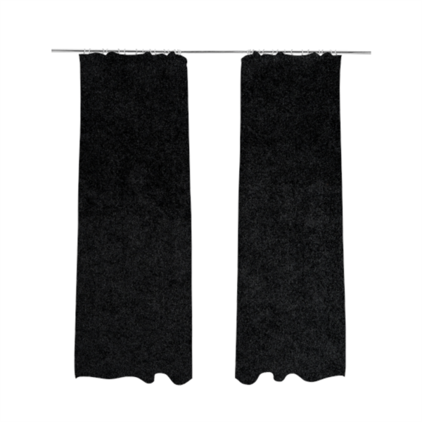 Bazaar Soft Shimmer Plain Chenille Black Upholstery Fabric CTR-2205 - Made To Measure Curtains