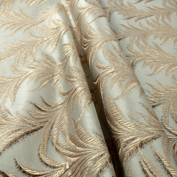 Casa Textured Leaf Pattern Cream Furnishing Fabric CTR-2208 - Made To Measure Curtains