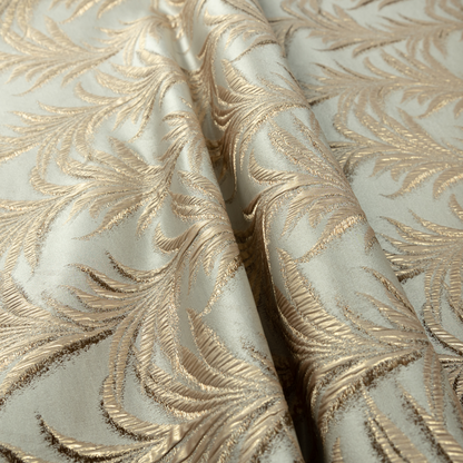 Casa Textured Leaf Pattern Cream Furnishing Fabric CTR-2208