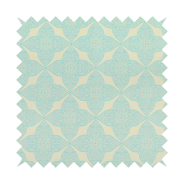 Zenith Collection In Smooth Chenille Finish Blue Colour Medallion Pattern Upholstery Fabric CTR-221 - Roman Blinds