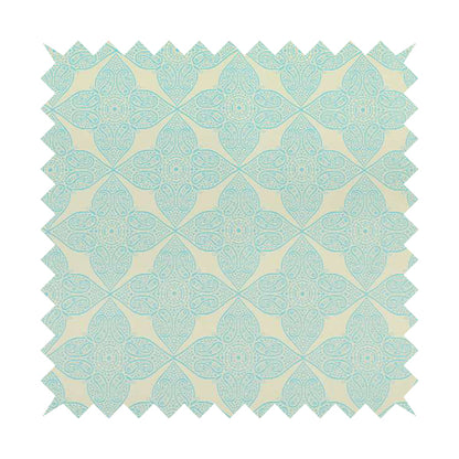 Zenith Collection In Smooth Chenille Finish Blue Colour Medallion Pattern Upholstery Fabric CTR-221 - Roman Blinds