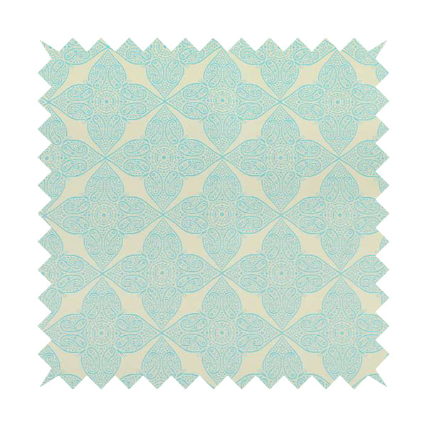 Zenith Collection In Smooth Chenille Finish Blue Colour Medallion Pattern Upholstery Fabric CTR-221