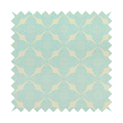 Zenith Collection In Smooth Chenille Finish Blue Colour Medallion Pattern Upholstery Fabric CTR-221 - Handmade Cushions