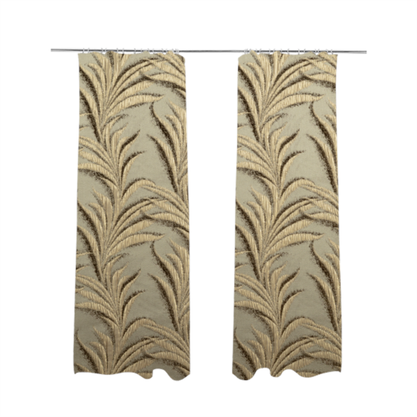 Casa Textured Leaf Pattern Gold Furnishing Fabric CTR-2211 - Made To Measure Curtains