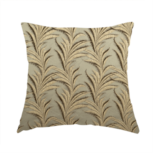 Casa Textured Leaf Pattern Gold Furnishing Fabric CTR-2211 - Handmade Cushions