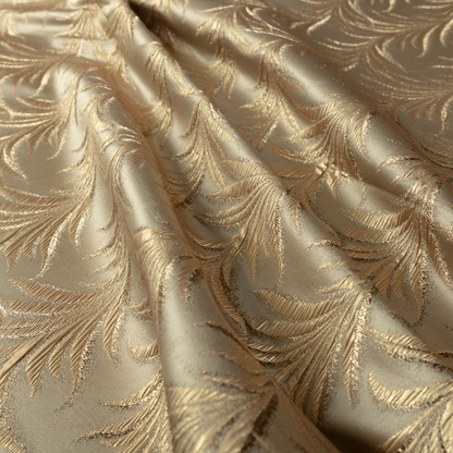 Casa Textured Leaf Pattern Gold Furnishing Fabric CTR-2211 - Made To Measure Curtains