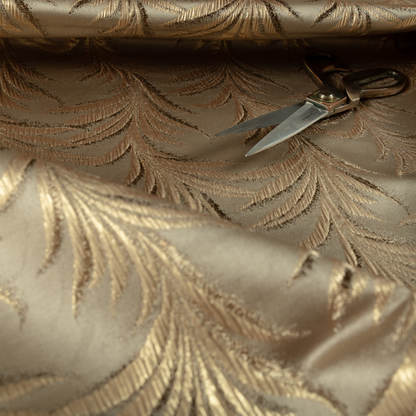 Casa Textured Leaf Pattern Gold Furnishing Fabric CTR-2211 - Made To Measure Curtains