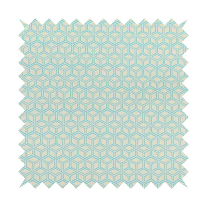 Zenith Collection In Smooth Chenille Finish Blue Colour 3D Cube Geometric Pattern Upholstery Fabric CTR-222 - Roman Blinds