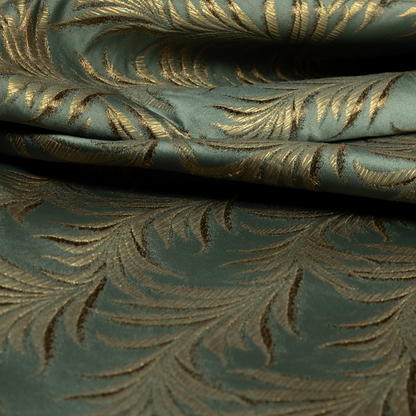 Casa Textured Leaf Pattern Teal Furnishing Fabric CTR-2223 - Made To Measure Curtains