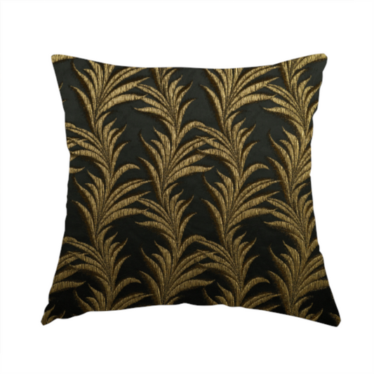 Casa Textured Leaf Pattern Black Furnishing Fabric CTR-2229 - Handmade Cushions