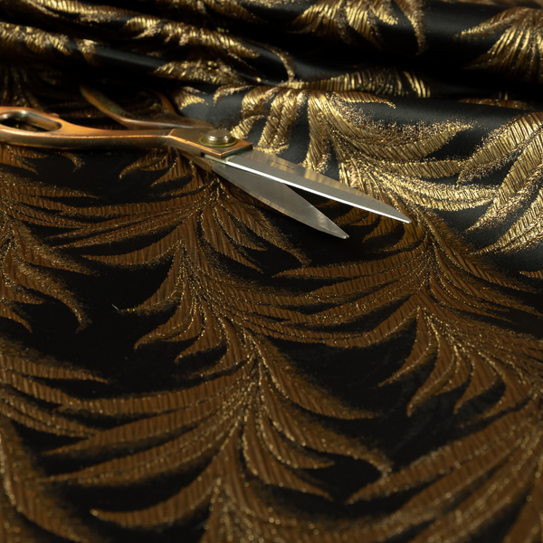 Casa Textured Leaf Pattern Black Furnishing Fabric CTR-2229 - Roman Blinds