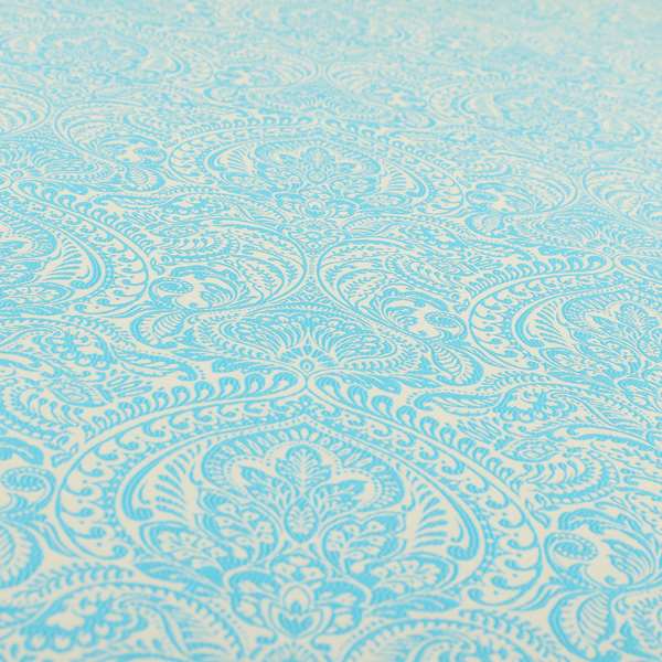 Zenith Collection In Smooth Chenille Finish Blue Colour Damask Pattern Upholstery Fabric CTR-223 - Made To Measure Curtains