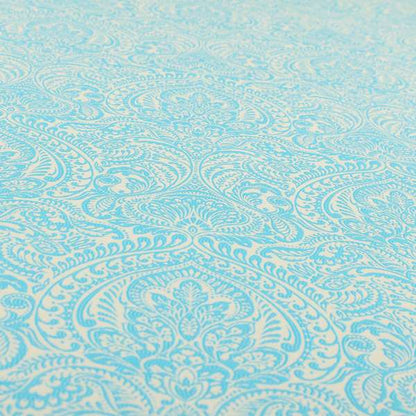 Zenith Collection In Smooth Chenille Finish Blue Colour Damask Pattern Upholstery Fabric CTR-223 - Made To Measure Curtains