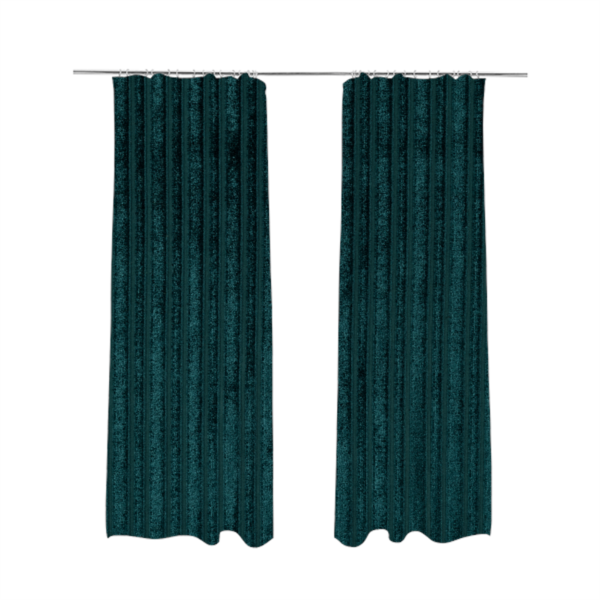 Knightsbridge Velvet Stripe Pattern Teal Upholstery Fabric CTR-2230 - Made To Measure Curtains