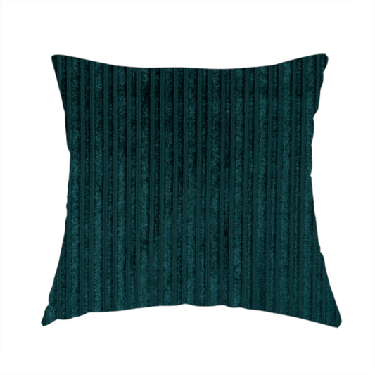 Knightsbridge Velvet Stripe Pattern Teal Upholstery Fabric CTR-2230 - Handmade Cushions