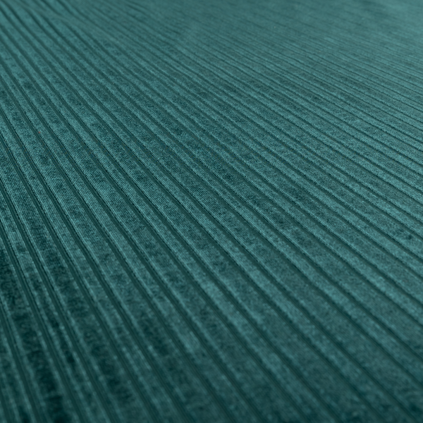 Knightsbridge Velvet Stripe Pattern Teal Upholstery Fabric CTR-2230 - Roman Blinds