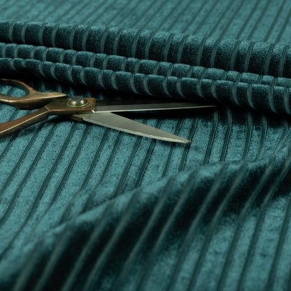 Knightsbridge Velvet Stripe Pattern Teal Upholstery Fabric CTR-2230