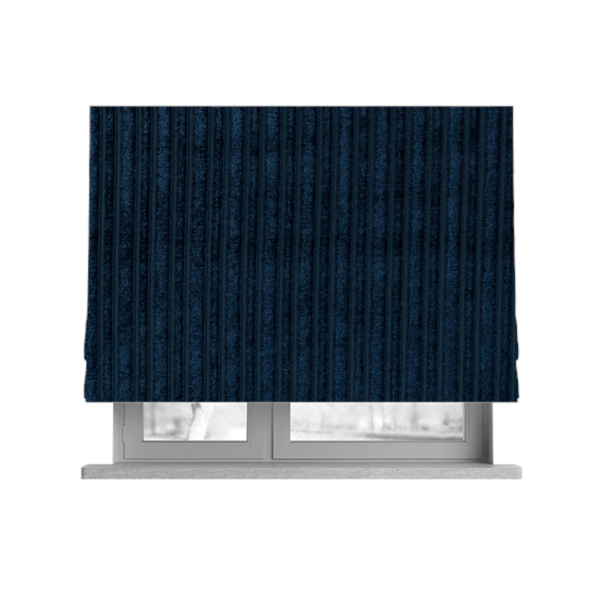 Knightsbridge Velvet Stripe Pattern Navy Blue Upholstery Fabric CTR-2231 - Roman Blinds