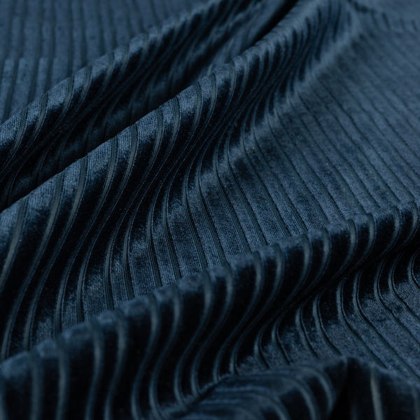 Knightsbridge Velvet Stripe Pattern Navy Blue Upholstery Fabric CTR-2231