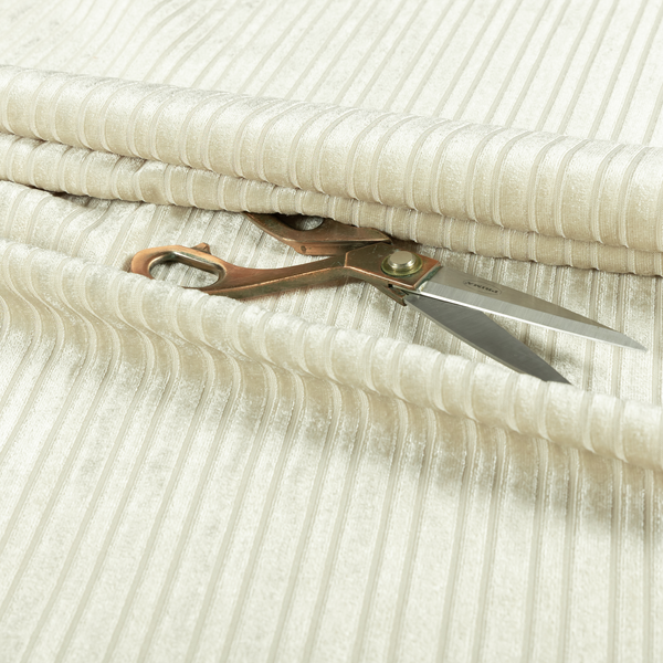 Knightsbridge Velvet Stripe Pattern Beige Upholstery Fabric CTR-2232 - Roman Blinds