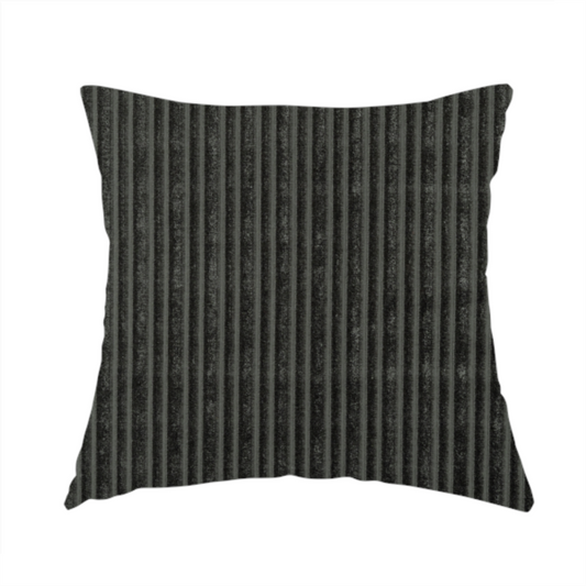 Knightsbridge Velvet Stripe Pattern Grey Upholstery Fabric CTR-2233 - Handmade Cushions