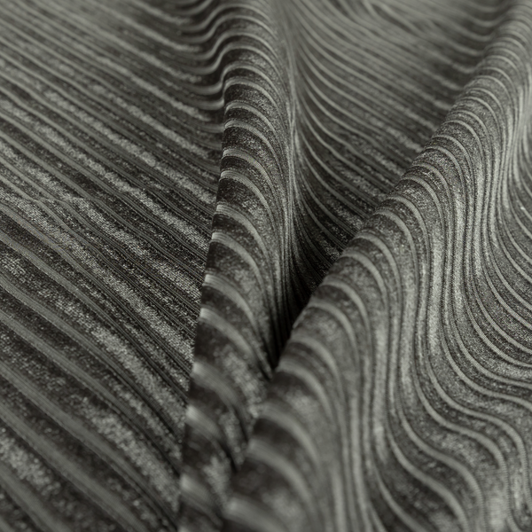 Knightsbridge Velvet Stripe Pattern Grey Upholstery Fabric CTR-2233 - Roman Blinds
