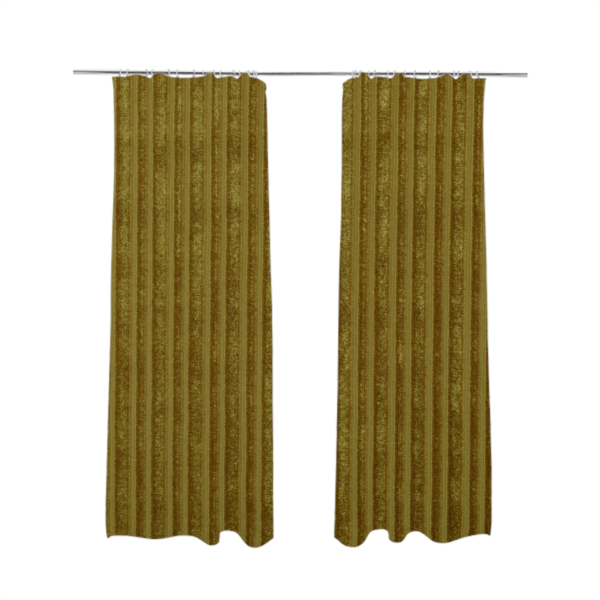 Knightsbridge Velvet Stripe Pattern Yellow Upholstery Fabric CTR-2235 - Made To Measure Curtains