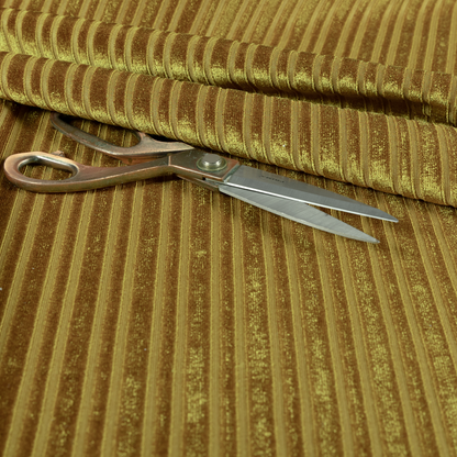 Knightsbridge Velvet Stripe Pattern Yellow Upholstery Fabric CTR-2235