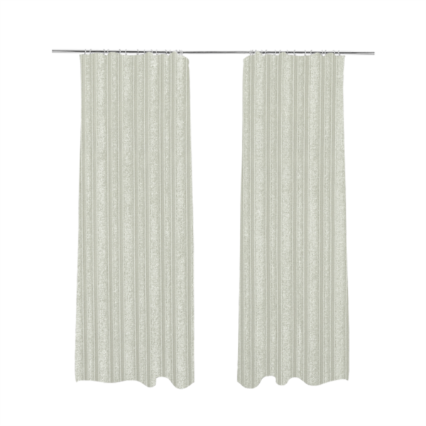 Knightsbridge Velvet Stripe Pattern White Upholstery Fabric CTR-2237 - Made To Measure Curtains