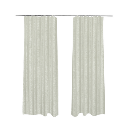 Knightsbridge Velvet Stripe Pattern White Upholstery Fabric CTR-2237 - Made To Measure Curtains