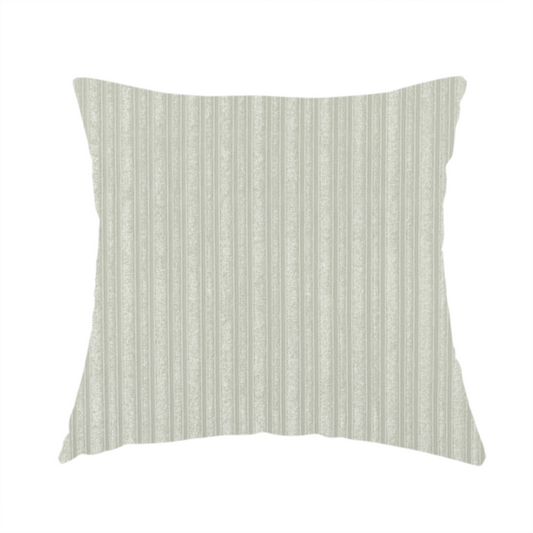Knightsbridge Velvet Stripe Pattern White Upholstery Fabric CTR-2237 - Handmade Cushions