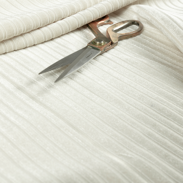 Knightsbridge Velvet Stripe Pattern White Upholstery Fabric CTR-2237