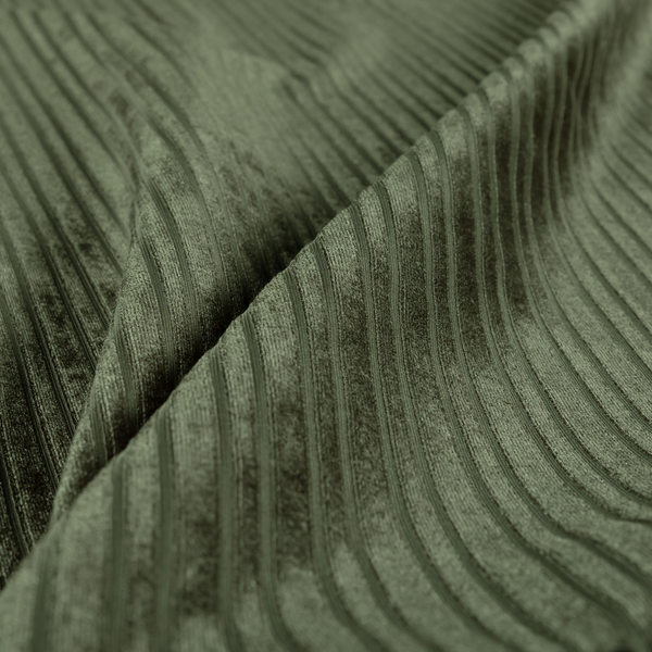 Knightsbridge Velvet Stripe Pattern Green Upholstery Fabric CTR-2238
