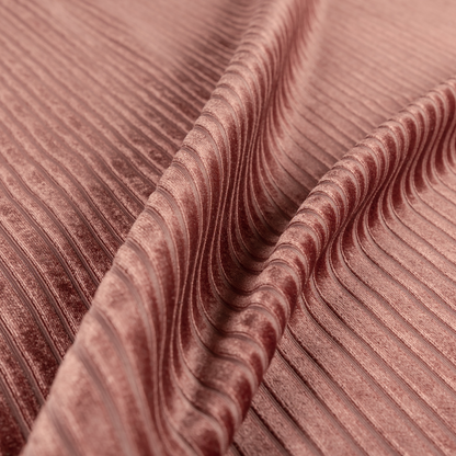 Knightsbridge Velvet Stripe Pattern Rose Pink Upholstery Fabric CTR-2239