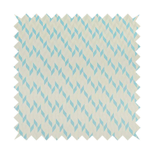 Zenith Collection In Smooth Chenille Finish Blue Colour Geometric Pattern Upholstery Fabric CTR-224