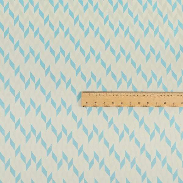 Zenith Collection In Smooth Chenille Finish Blue Colour Geometric Pattern Upholstery Fabric CTR-224 - Roman Blinds