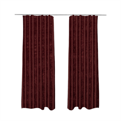 Knightsbridge Velvet Stripe Pattern Burgundy Red Upholstery Fabric CTR-2241 - Made To Measure Curtains