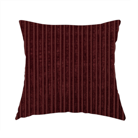 Knightsbridge Velvet Stripe Pattern Burgundy Red Upholstery Fabric CTR-2241 - Handmade Cushions