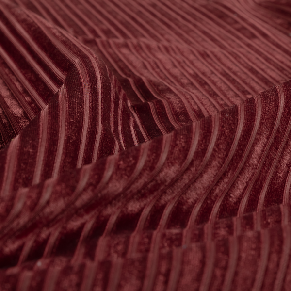 Knightsbridge Velvet Stripe Pattern Burgundy Red Upholstery Fabric CTR-2241 - Roman Blinds