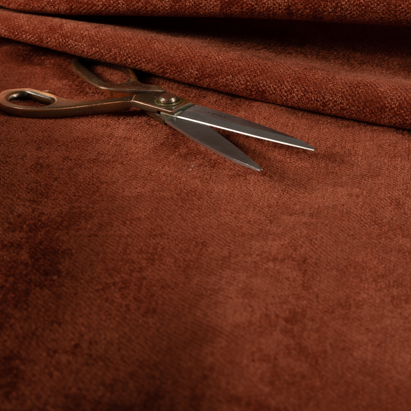 Tessuto Soft Chenille Plain Water Repellent Terracotta Red Upholstery Fabric CTR-2243 - Roman Blinds