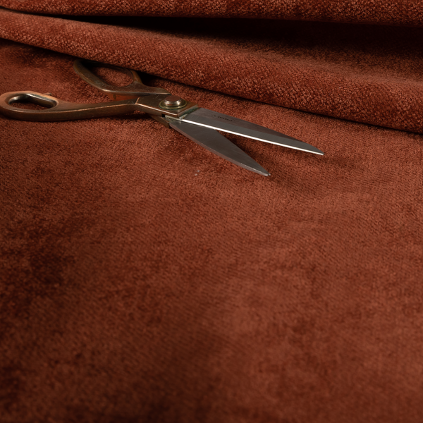 Tessuto Soft Chenille Plain Water Repellent Terracotta Red Upholstery Fabric CTR-2243