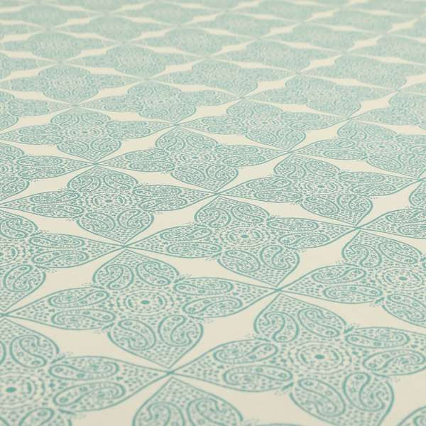 Zenith Collection In Smooth Chenille Finish Teal Green Colour Medallion Pattern Upholstery Fabric CTR-225 - Roman Blinds