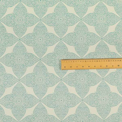 Zenith Collection In Smooth Chenille Finish Teal Green Colour Medallion Pattern Upholstery Fabric CTR-225 - Roman Blinds