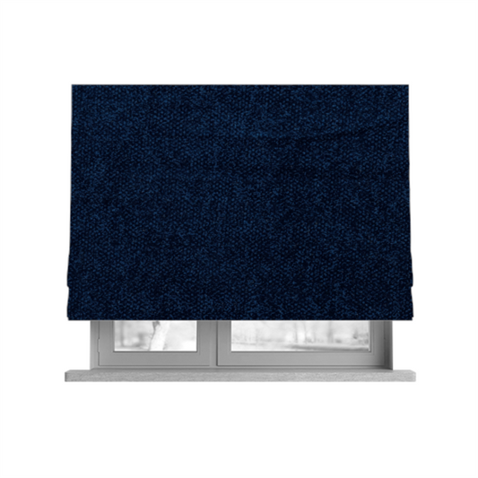 Kensington Velvet Semi Plain Navy Blue Upholstery Fabric CTR-2255 - Roman Blinds