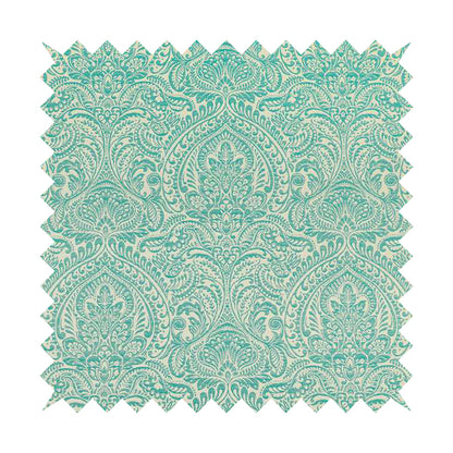 Zenith Collection In Smooth Chenille Finish Teal Green Colour Damask Pattern Upholstery Fabric CTR-227 - Roman Blinds